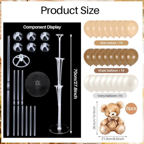 6 Sets Balloon Stand Kit for Table Bear Baby Shower Centerpieces with Balloon Baby Shower Decor for Bear Theme Gender Reveal Birthday Party Table Decorations Supplies - Image 3