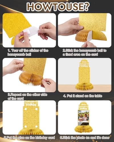 8 Pcs 80th Birthday Decoration for Women 1946 Table Honeycomb Decor - Image 4