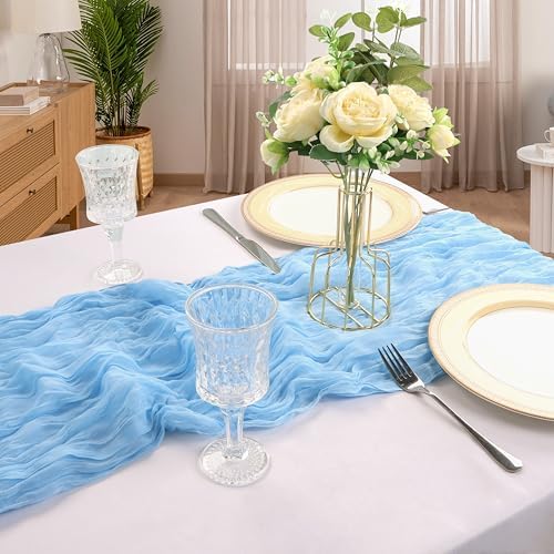 12 Pack 10Ft Baby Blue Cheesecloth Table Runner 23 x 120 Inch - Image 6