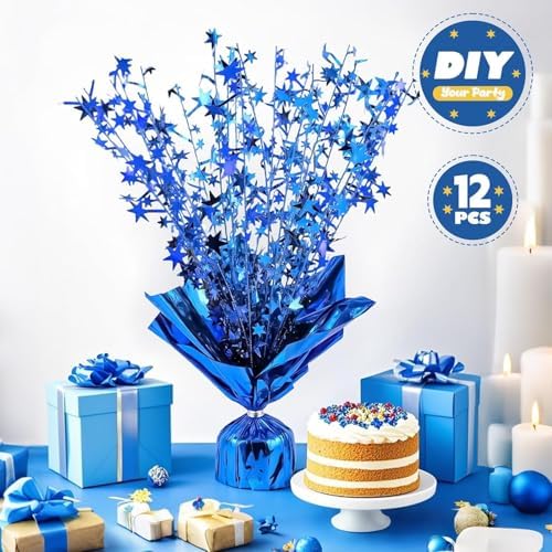6 Pack Metallic Foil Spray Centerpiece Stars for Wedding, Birthday, Anniversary, Christmas Table Decor, Holiday Festival Baby Shower Graduation Mantle Party Decorations (Dark Blue) - Image 4