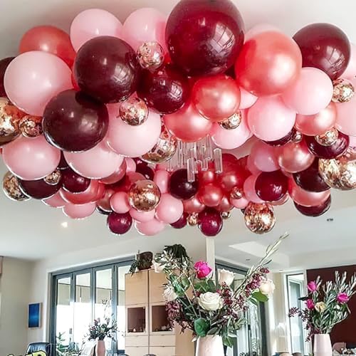 PartyWoo Burgundy Balloons 50pcs Dark Chestnut Red Maroon Dark 12 Inch - Image 6