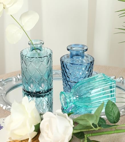 Set of 30 Colorful Glass Bud Vases Small Textured Flower Vases - Image 6