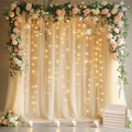 Tulle Backdrop Curtains with Lights Sheer Champagne Curtain Backdrop 30x8ft by Fomcet