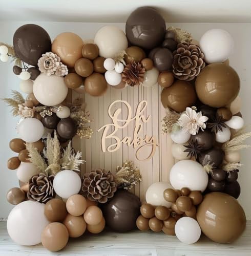 Brown Nude Balloon Arch Kit Double Stuffed Neutral White Sand Balloon Garland Latex Coffee Tan Cream Balloons for Bear Baby Shower Birthday Neutral Wedding Bridal Shower Boho Fall Party Decor - Image 2