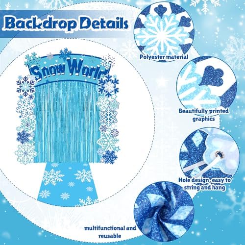 VitalCozy 7 Pcs Winter Party Decorations Snowflake Foil Fringe Curtains - Image 4
