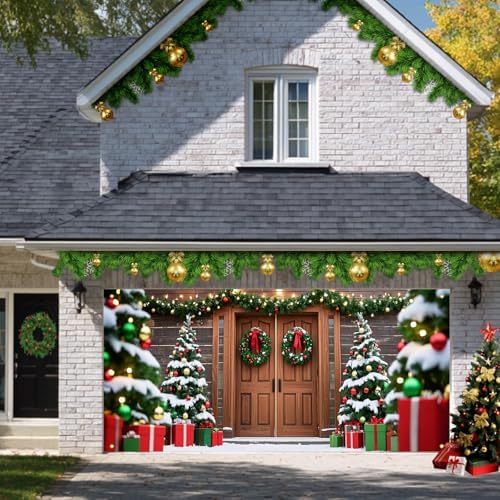 HOMETITUTE Christmas Rustic Wood Garage Banner 13x6ft Fabric - Image 6