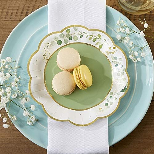 Kate Aspen Sage Green Party Decorations, Eucalyptus Floral Botanical Garden 62 Piece Plates and Napkins Party Supplies (16 Guests) Greenery Baby Shower Decorations & Bridal Shower Decor - Image 3