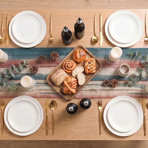 Artoid Mode Boho Blue Red Stripes 4th of July Chiffon Table Runner 120 Inches 10FT,Seasonal Fabric Kitchen Dining Holiday Table Decor for Home Party - Image 5