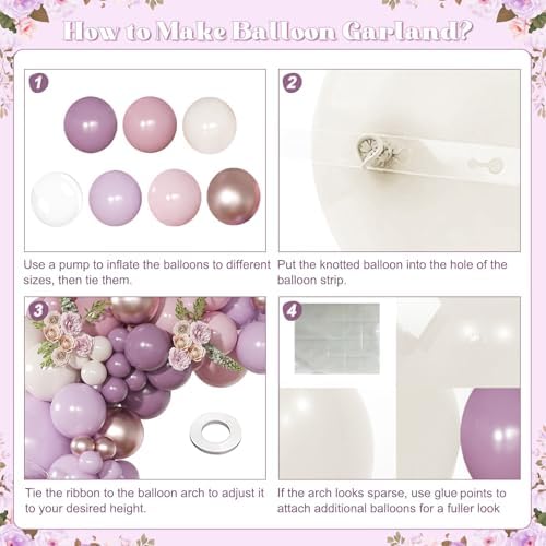 Dusty Purple Balloon Arch Kit Pink and Lavender Balloon Garland - Image 3