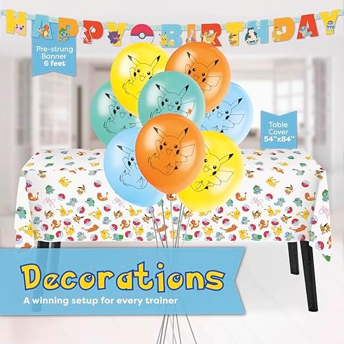 Pokemon Birthday Decorations and Party Supplies with Balloons & Tablecloth - Image 4