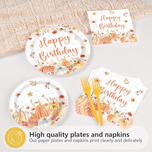 96Pcs Fall Pumpkin Birthday Party Supplies Serves 24 - Image 3