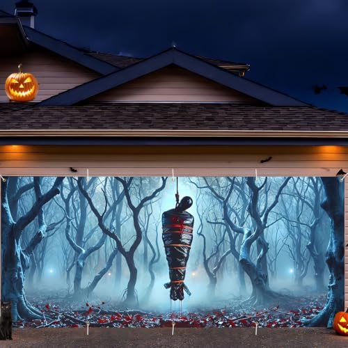 Hanging Body 7 x 16 ft Halloween Garage Door Decorations Halloween decorations Witch Door Cover, Hanging Banner,Backdrop Mural for Home, Outdoor, Indoor, Spooky Party, Wall, Window - Image 6