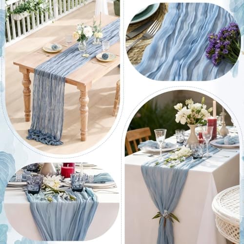 6 Pack Blue Cheesecloth Table Runner 35"×120" Gauze Fabric Table Runner - Image 5