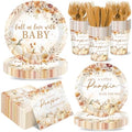Little Pumpkin Baby Shower Decorations - Fall in Love With Baby Tableware Boho Autumn Floral Thanksgiving Party Supplies for A Little Pumpkin is On The Way Baby Shower Decor Serve 24 by Unknown