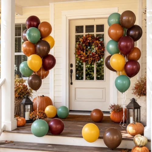 Fall Balloons, Burnt Orange Terracotta Mustard Yellow Burgundy Sage Green Coffee Brown Autumn Fall Color Balloon for Thanksgiving Harvest Safari Baby Shower Woodland Dinosaur Birthday Party Decoration - Image 6