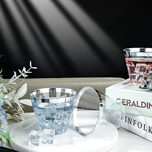 I00000 200PCS Silver Plastic Cups, 9 OZ Disposable Clear Plastic Cups - Image 3