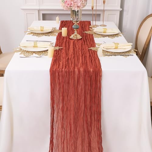 Fall Table Runner Terracotta Cheesecloth Sheer Gauze Boho Decor 10ft - Image 5