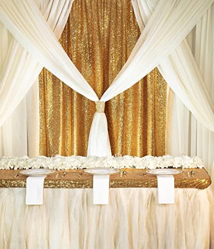 Gold Sequin Backdrop Curtains-2 Panels 3FTx8FT Gold Backdrop for Wedding, Glitter Party Decorations Background Drapes for Birthday Party Anniversary Graduation Photo Booth Decor - Image 7