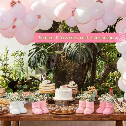 Tranqun 4 Sets Baby Booties Centerpiece No Floral DIY,Classic,Pink Ombr - Image 5