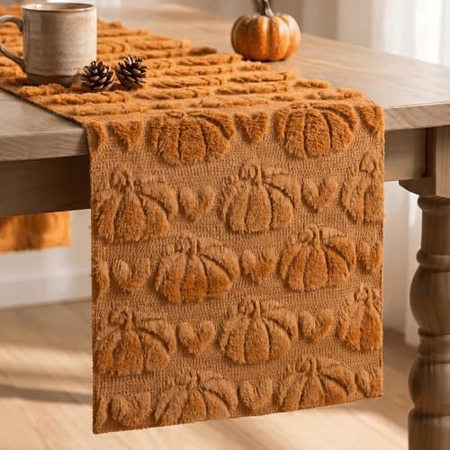 Artoid Mode Caramel Soft Faux Fur Fall Table Runner 13x72 Inch by ArtoidMode