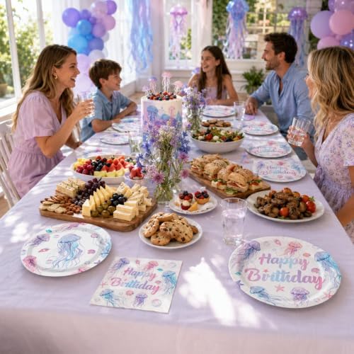 96Pcs Jellyfish Birthday Ocean Theme Party Decorations, Serves 24 - Image 7