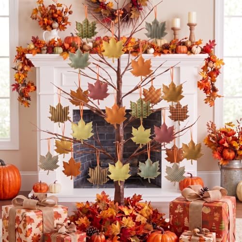 Tudomro 27 Pcs Felt Fall Tree Ornament Decoration, Maple Leaf - Image 4