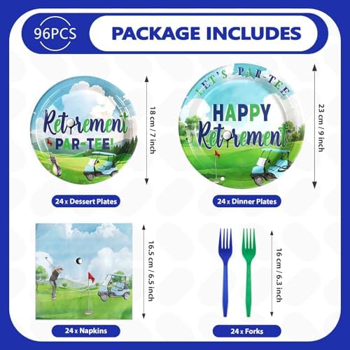 Grencian 96Pcs Green White Golf Retirement Party Decorations Serves 24 - Image 2