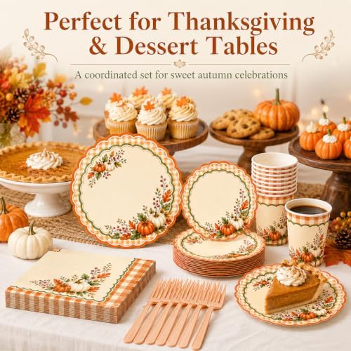 Fall Party Tableware Set, 128 PCS, Serves 24 for Thanksgiving - Image 7