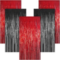 5 Pack 3.28ft x 6.56ft Red&Black Tinsel Foil Fringe Curtains, Photo Booth Backdrop Party Decorations for Birthday Wedding Baby Shower Graduation Bachelorette New Years by Unknown
