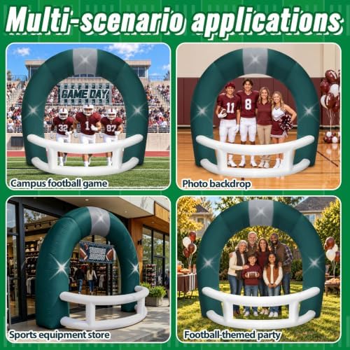 8FT Green White Inflatable Football Helmet Arch with LED Lights - Image 6