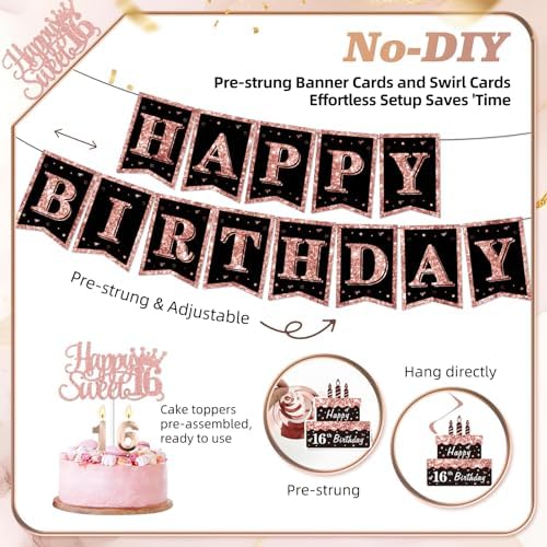 50Pcs Sweet 16 Birthday Party Decorations for Girls,Pre-Assembled Party Set - Image 3