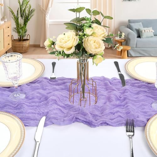 6 Pack 10Ft Lavender Purple Cheesecloth Table Runner 23 x 120 Inch - Image 4