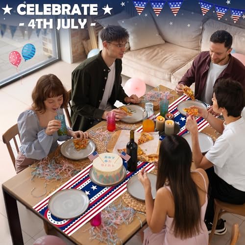 OHOME 4th of July Decorations - Patriotic USA Stars Table Runner for Home | Memorial Day Decorations - Fourth of July Accessories Decor Party Supplies Indoor Outdoor - 250 Anniversary USA Merchandise - Image 6
