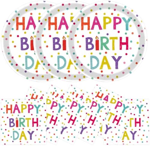 40 Pcs Birthday Plates and Napkins Set, Large 9 Inch Party Plates by KFJBPB