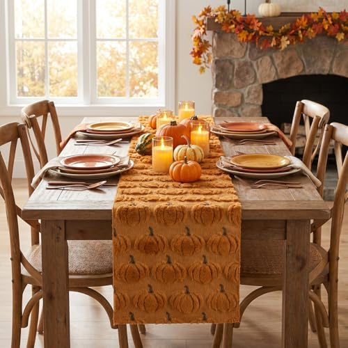 Artoid Mode Caramel Soft Faux Fur Fall Table Runner 13x108 Inch - Image 2