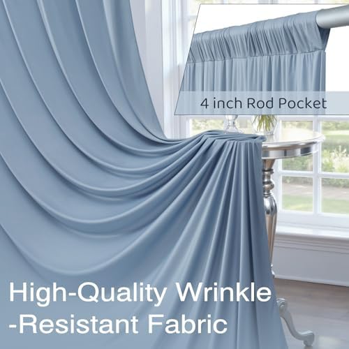 50ftx10ft Wrinkle Free Dusty Blue Backdrop Curtains for Parties, 10 Panels 5x10ft Silky Polyester Photo Backdrop Drapes Back Drop Cloth Drapery for Wedding Birthday Photography Background - Image 4