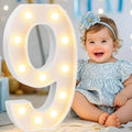 Pooqla Large Light Up Numbers for 9th Birthday Decorations, 12.6 in Tall White Plastic Marquee Numbers Sign Party Decorations, Gift for Girls Boys Night Light Wedding Anniversary Decor, Big Number 9 by Pooqla