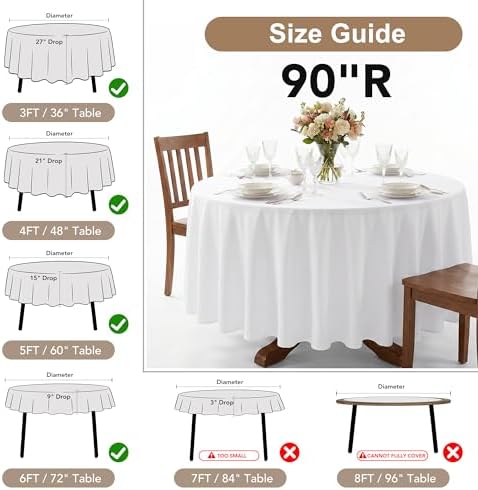 Fitable 6 Pack Burgundy Tablecloths 90 Inch Round for 36"-72" Tables - Image 5
