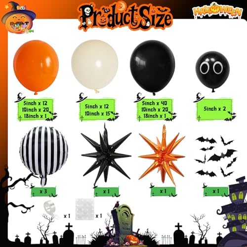 Black Orange White Halloween Balloon Arch Garland Kit for Party Decorations - Image 2