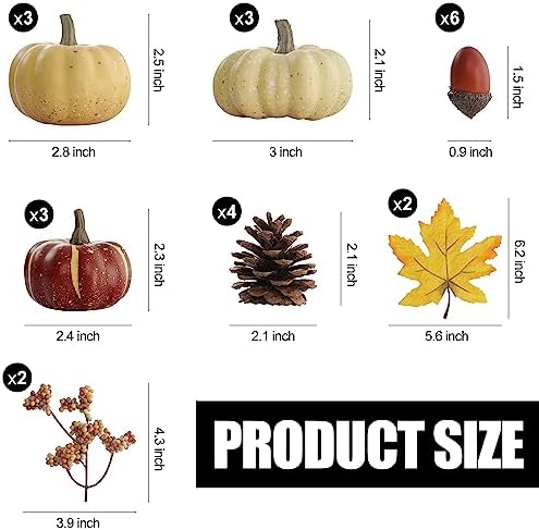 Artgar Pumpkin Decor Set, 23 PCS Fall Harvest Bowl Filler Decorations - Image 2