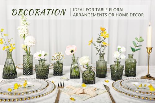 SUPMIND Glass Bud Vase Set of 24, Small Green Flower Vases for Centerpieces - Image 3