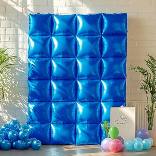 NISOCY 36PCS Metallic Blue Square Foil Balloons Wall Backdrop - Image 5