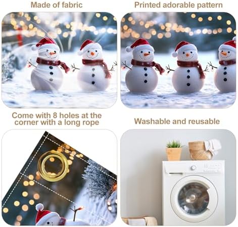 6 x 13 ft Christmas Garage Door Decorations Merry Christmas decorations Xmas Garage Door Cover, Happy New Year Hanging Banner for Home,Outdoor,Indoor,Party (Three Snowmen, 6 x 13 ft) - Image 3