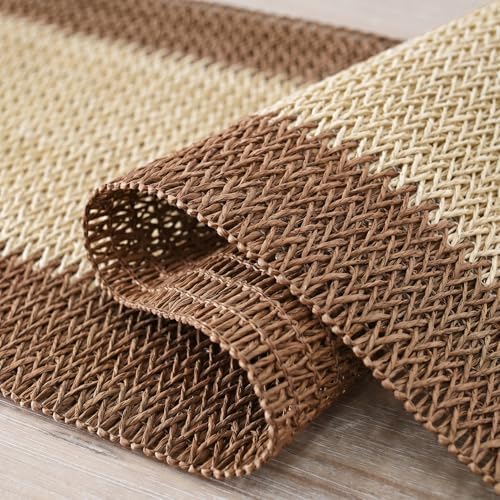 Artoid Mode Coffee Farmhouse Rustic Paper Braided Table Runner, Seasonal Christmas Woven Kitchen Dining Table Decoration for Home Party Decor 12x72 Inch - Image 6