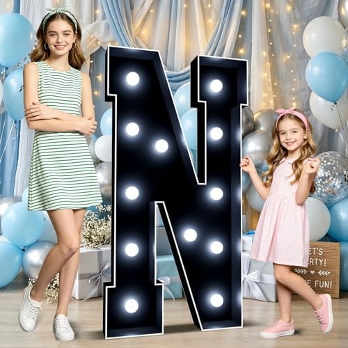 Ledido 4FT Marquee Light Up Letters N, Black Marquee Letters for Party by Ledido