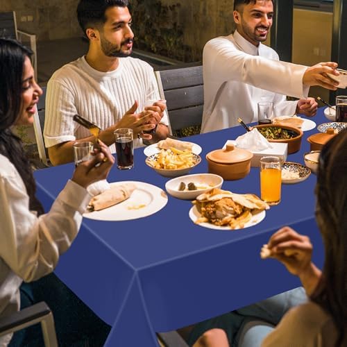 QZYL 2 Pack Navy Blue Tablecloths, 108 x 54 Inches Plastic Table Cloth, Disposable Rectangle Tablecloth Party Tablecover, Waterproof Party Supplies Table Decor for Wedding Picnic Gathering - Image 6