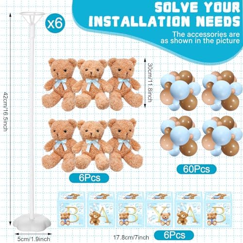Lenwen 6 Sets Baby Letter Boxes Baby Shower Decor, Bear, Blue - Image 4