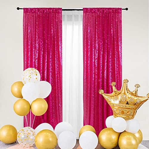PartyDelight Hot Pink Sequin Backdrop Curtains 2x8ft 2 Panels - Image 4
