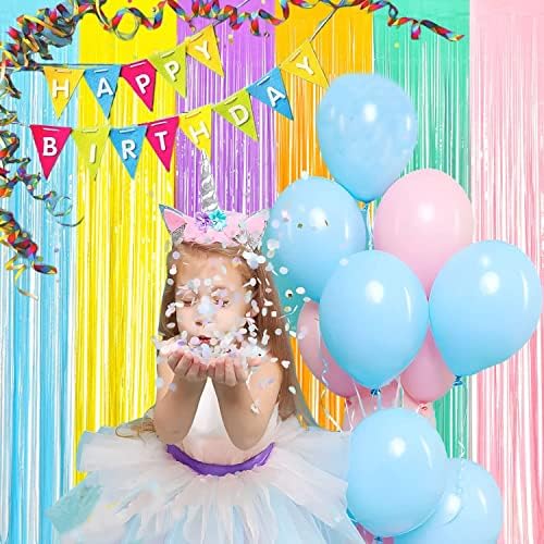 BRAVESHINE Tinsel Foil Fringe Curtains | Pastel Colourful Party Backdrop - Image 4