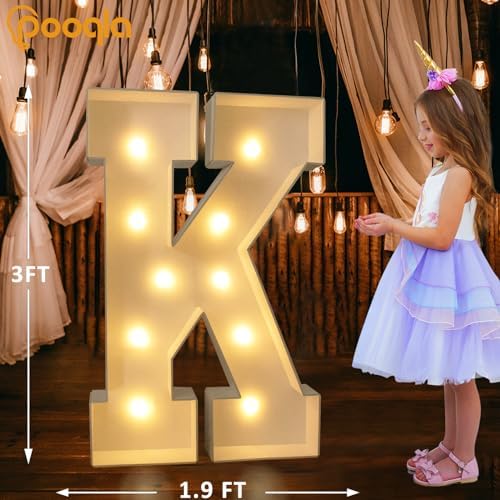 Pooqla 3 FT Marquee Letters, Light Up Letter K, Cool White and Warm White - Image 5